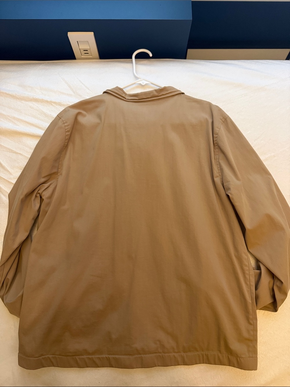 Marine Layer Lightweight Tan Windbreaker with Multi-Stripe Chest - Picture 4 of 7